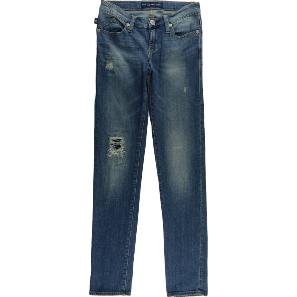 Rock & Republic Berlin Skinny Jeans Women's 2 Patches Stretch Low Rise C684